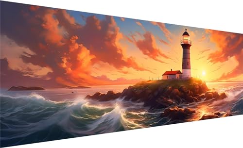 Diamond Painting Set 180x60 cm, DIY Leuchtturm Diamond Painting Eckige Steine Strass Cross Stickerei Kunst Kits, Diamond Painting Zubehör Set Basteln Erwachsene, Geschenk Diamond Painting Ozean C-5 Diamond Painting Set 180x60 cm, DIY Leuchtturm Diamond Painting Eckige Steine Strass Cross Stickerei Kunst Kits, Diamond Painting Zubehör Set Basteln Erwachsene, Geschenk Diamond Painting Ozean C-5 von MXRUOO