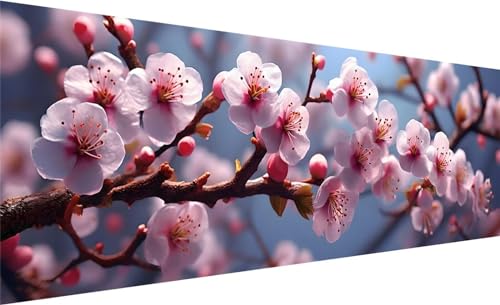 Diamond Painting XXL 120x40 cm, DIY Pfirsichblüte Diamant Painting Bilder, 5D Frühling Diamant Malerei Set, Diamant Kristall Strass Kreuzstich Painting, Diamond Painting Erwachsene Zimmer Deko S-9 von MXRUOO