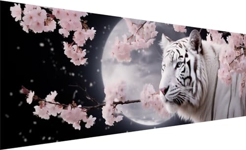 Diamond Painting XXL 120x40 cm, DIY Tiger Diamant Painting Bilder, 5D Mond Diamant Malerei Set, Diamant Kristall Strass Kreuzstich Painting, Diamond Painting Erwachsene Zimmer Dekoration Geschenk J-0 von MXRUOO