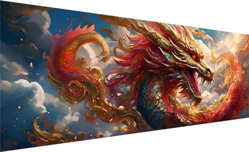 Drachen Diamond Painting Groß XXL 150x50cm, Diamond Painting Set Basteln Erwachsene, 5D DIY Himmel Diamant Painting Bilder Erwachsene, Diamond Painting Zubehör Set für Zimmer Wand Deko Aesthetic K-5 von MXRUOO