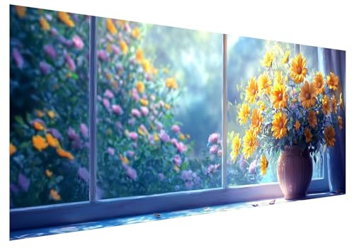 Fenster Diamond Painting Groß XXL 250x100cm, Basteln Erwachsene Diamond Painting Set, 5D DIY Gänseblümchen Diamant Paintings Bilder Erwachsene, Diamond-painting Set für Deko Wohnzimmer Geschenke F-75 von MXRUOO