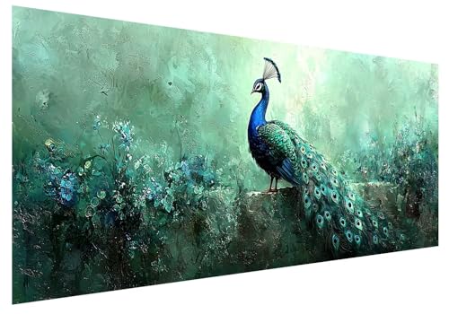 Furcht Diamond Painting Groß XXL 200x80cm, Basteln Erwachsene Diamond Painting Set, 5D DIY Pfau Diamant Paintings Bilder Erwachsene, Diamond-painting Set mit Zubehör für Deko Wohnzimmer Geschenke D-79 von MXRUOO