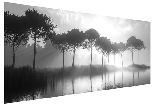 Grau Diamond Painting Groß XXL 100x40cm, Basteln Erwachsene Diamond Painting Set, 5D DIY Baum Diamant Paintings Bilder Erwachsene, Diamond-painting Set mit Zubehör für Deko Wohnzimmer, Geschenke D-5 von MXRUOO