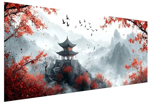Landschaft Diamond Painting Groß XXL 200x80cm, Basteln Erwachsene Diamond Painting Set, 5D DIY Berg Diamant Paintings Bilder Erwachsene, Diamond-painting Set mit Zubehör für Zimmer Deko Geschenke E-24 von MXRUOO