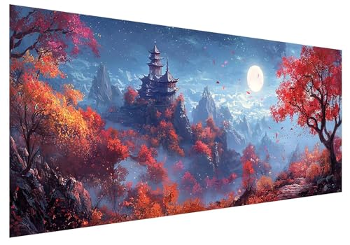 Landschaft Diamond Painting Groß XXL 200x80cm, Basteln Erwachsene Diamond Painting Set, 5D DIY Mond Diamant Paintings Bilder Erwachsene, Diamond-painting Set mit Zubehör für Zimmer Deko Geschenke E-8 von MXRUOO