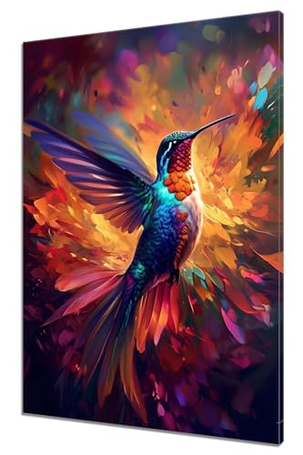 Malen Nach Zahlen Erwachsene Kolibri, DIY Handgemalt Ölgemälde Leinwand Kits, DIY Set Erwachsene Anfänger Paint by Numbers Malen Nach Zahlen Tier zur Wanddeko Wohnzimmer, Kein Rahmen (50x70cm) A-7 von MXRUOO