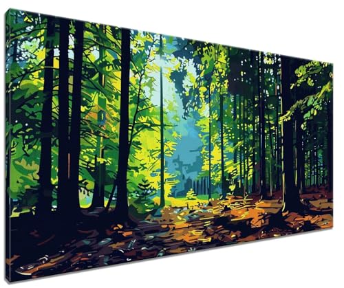 Malen Nach Zahlen Wald, DIY Malen nach Zahlen Baum für Anfänger und Erwachsene, Bastelset Erwachsene Paint by Numbers Ölgemälde mit 3 Pinsel, Acrylfarbe für Home Wanddeko (Ohne Rahmen) 40x50cm Z-6 von MXRUOO