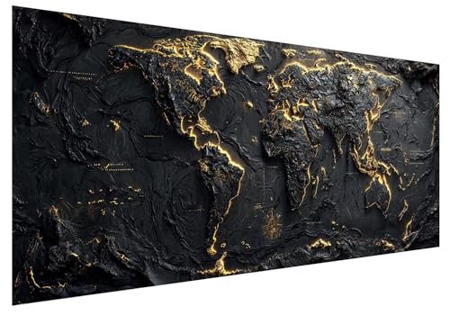 Schwarz Diamond Painting Groß XXL 100x40cm, Basteln Erwachsene Diamond Painting Set, 5D DIY Karte Diamant Paintings Bilder Erwachsene, Diamond-painting Set mit Zubehör für Zimmer Deko Geschenke D-57 von MXRUOO