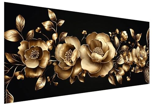 Schwarz Diamond Painting Groß XXL 250x100cm, Basteln Erwachsene Diamond Painting Set, 5D DIY Blume Diamant Paintings Bilder Erwachsene, Diamond-painting Set mit Zubehör für Zimmer Deko Geschenke C-90 von MXRUOO
