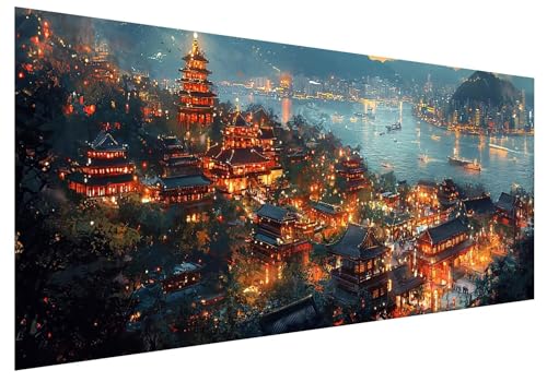 Stadt Diamond Painting Groß XXL 250x100cm, Basteln Erwachsene Diamond Painting Set, 5D DIY Landschaft Diamant Paintings Bilder Erwachsene, Diamond-painting Set für Deko Wohnzimmer Geschenke I-24 von MXRUOO