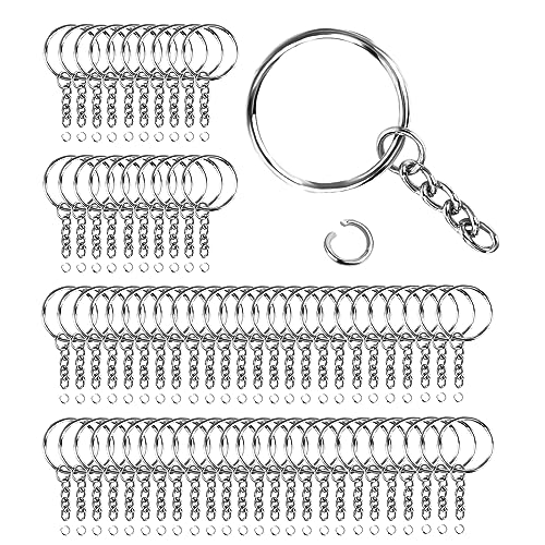 70 Stück 25mm Schlüsselanhänger Ringe Schlüsselringe mit Kette Spaltring DIY Schlüsselring Ring Bastel Set Schlüsselanhänger zum Basteln für Bastelarbeiten Schmuckherstellung | Silber von MXTIMWAN