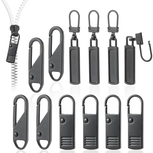 MXTIMWAN 12 Stück Reißverschluss Zipper, Ersatzteile Reißverschluss Ersatz Zipper, Universal Abnehmbares Metall Zipper Pull für Geldbörse, Kleider, Jeans, Koffer, Gepäck (Schwarz) von MXTIMWAN