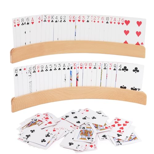 MXTIMWAN 2 Stück Kartenhalter für Kinder, Spielkartenständer aus Holz 34cm, Freisprech Holz Spielkartenhalter, Befreien Sie Ihre Hände, für Erwachsene und Senioren von MXTIMWAN
