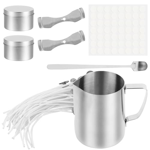 MXTIMWAN 57 Stück Kerzenherstellung Kit, Kerzen Selber Machen Set, Schmelztopf, Löffel, Kerzenglas, Kerzendochte, Dochthalter und Dochtaufkleber für die Kerzenmanufaktur, DIY Duftkerze MXTIMWAN 57 Stück Kerzenherstellung Kit, Kerzen Selber Machen Set, Schmelztopf, Löffel, Kerzenglas, Kerzendochte, Dochthalter und Dochtaufkleber für die Kerzenmanufaktur, DIY Duftkerze von MXTIMWAN