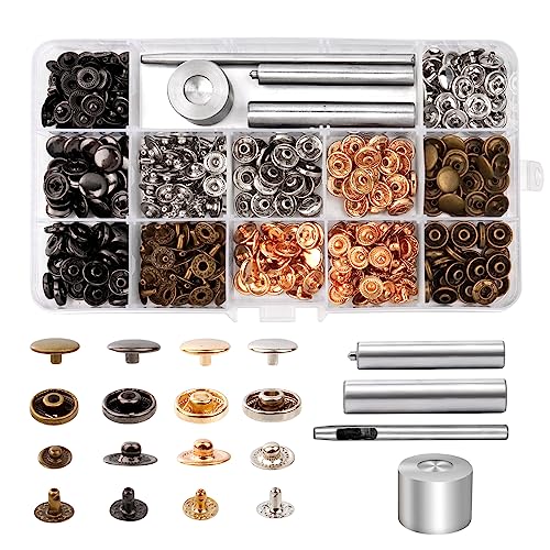 MXTIMWAN Druckknopf Set, Druckknöpfe Ohne Nähen, 100 Stück 10mm Kleidung Druckknopf mit Befestigungswerkzeug, Metall Druckknöpfe für Bekleidung Sewing Craft, Handgemacht, DIY Kleidung, 4 Farben von MXTIMWAN