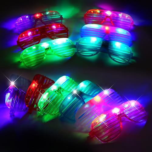 MXTIMWAN LED Brille Party Brille, 12 Stück Unisex Flashing LED Brille, Partybrillen Set LED, Rave Shutter Shades Brille für Weihnachten Geburtstag Karneval Festliche Partydekoration von MXTIMWAN