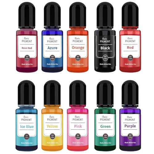 10Stück Farbe Für Gießpulver, Farbpigmente für Gießpulver Resin Farbe Betonpigment Für Gipsbeschichtung DIY Farbige Pigmente 10 Ml von MXYZQDE
