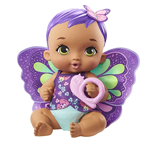 My Garden Baby GYP11 - Schmetterlings-Baby Puppe zum Füttern und Anziehen (30 cm), mit wiederverwendbarer Windel, abnehmbarer Kleidung und Flügeln, Kinderspielzeug ab 2 Jahren von MY GARDEN BABY