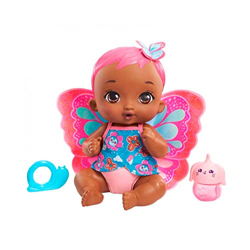 My Garden Baby GYP12 - Schmetterlings-Baby Puppe - Pinker Schmetterling (30 cm), mit wiederverwendbarer Windel, abnehmbarer Kleidung und Flügeln, Kinderspielzeug ab 2 Jahren von MY GARDEN BABY