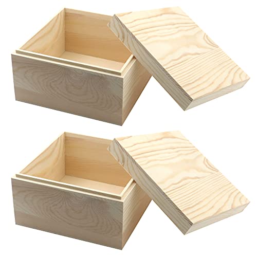 MY MIRONEY Aufbewahrungsbox aus Holz, unlackiert, mit Deckel, 15 x 15 cm, quadratisch, aus Kiefernholz, für Bastelarbeiten, Bastelarbeiten, Geschenkboxen für Kunst, Hobby und Zuhause, 2 Stück MY MIRONEY Aufbewahrungsbox aus Holz, unlackiert, mit Deckel, 15 x 15 cm, quadratisch, aus Kiefernholz, für Bastelarbeiten, Bastelarbeiten, Geschenkboxen für Kunst, Hobby und Zuhause, 2 Stück von MY MIRONEY