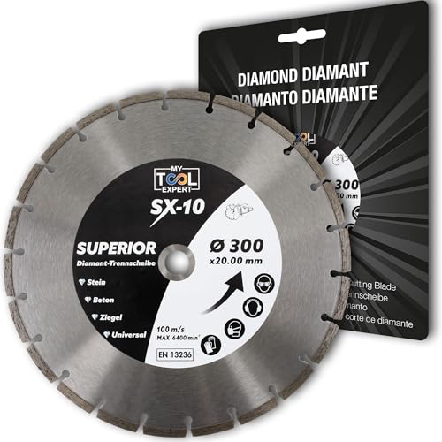 Diamantscheibe 300mm für Beton, Stein, Ziegel, Mauerwerk, Hochwertige Universal Trennscheibe für Trocken- & Nassschneider, Diamant-Trennscheiben für präzise Schnitte für Profi-Einsatz Diamantscheibe 300mm für Beton, Stein, Ziegel, Mauerwerk, Hochwertige Universal Trennscheibe für Trocken- & Nassschneider, Diamant-Trennscheiben für präzise Schnitte für Profi-Einsatz von MY TOOL EXPERT