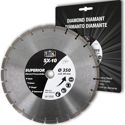Diamantscheibe 350mm für Beton, Stein, Ziegel, Mauerwerk, Hochwertige Universal Trennscheibe für Trocken- & Nassschneider, Diamant-Trennscheiben für präzise Schnitte für Profi-Einsatz Diamantscheibe 350mm für Beton, Stein, Ziegel, Mauerwerk, Hochwertige Universal Trennscheibe für Trocken- & Nassschneider, Diamant-Trennscheiben für präzise Schnitte für Profi-Einsatz von MY TOOL EXPERT