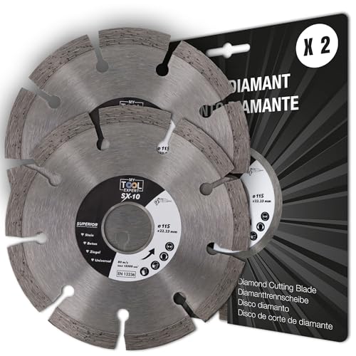 Diamantscheibe Set 2x 115mm für Beton, Stein, Ziegel, Mauerwerk, Hochwertige Universal Trennscheibe für Winkelschleifer, Diamant-Trennscheiben für präzise Schnitte für Profi-Einsatz Diamantscheibe Set 2x 115mm für Beton, Stein, Ziegel, Mauerwerk, Hochwertige Universal Trennscheibe für Winkelschleifer, Diamant-Trennscheiben für präzise Schnitte für Profi-Einsatz von MY TOOL EXPERT