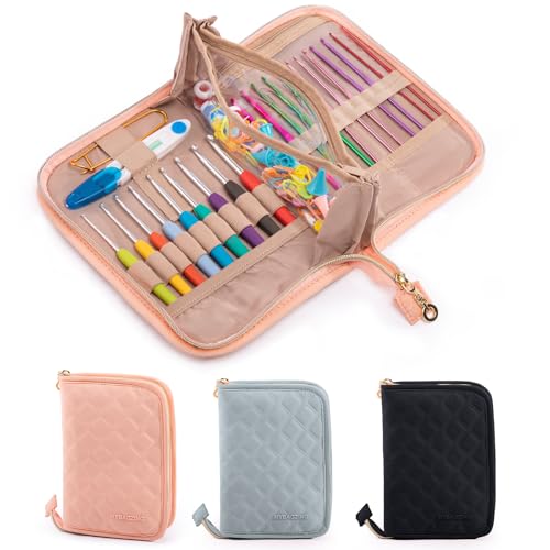 MYBAGZING Häkelnadeletui mit 14 Größen Häkelnadel-Set, 2 mm (B) - 10 mm (N), ergonomische Häkelnadeln mit Häkeletui, aufstellbar, Häkelnadel-Organisieren für Häkelliebhaber von MYBAGZING