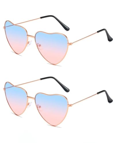 MYGLOAR 2er-Pack Hippie-Brillen in Herzform, klare, bonbonfarbene Sonnenbrillen für Geburtstagsfeier, Halloween, Neuheitenparty, Partybrillen für Erwachsene, Jungen und Mädchen MYGLOAR 2er-Pack Hippie-Brillen in Herzform, klare, bonbonfarbene Sonnenbrillen für Geburtstagsfeier, Halloween, Neuheitenparty, Partybrillen für Erwachsene, Jungen und Mädchen von MYGLOAR