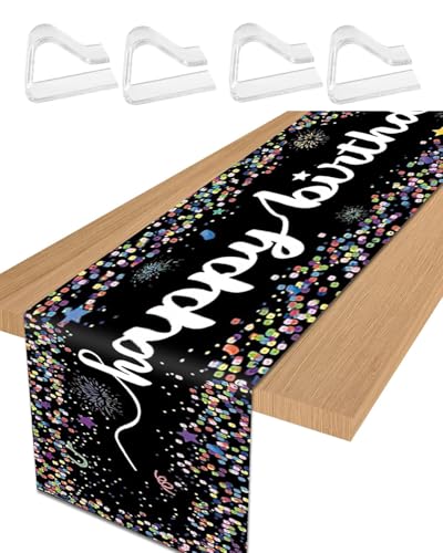 MYGLOAR Tischdecke Geburtstag, Schwarze Dekoration Geburtstag, Happy Birthday Tischdecke für Jungen, Tischdekoration, Kinder Mädchen Junge Geburtstag Party Dekoration, 180 x 35 cm, Basteltischdecke MYGLOAR Tischdecke Geburtstag, Schwarze Dekoration Geburtstag, Happy Birthday Tischdecke für Jungen, Tischdekoration, Kinder Mädchen Junge Geburtstag Party Dekoration, 180 x 35 cm, Basteltischdecke von MYGLOAR