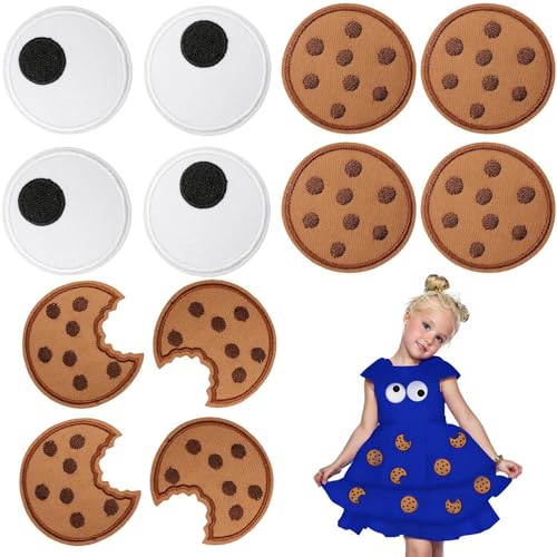 12 Stück Cookie Aufnäher zum Aufbügeln Bestickte Keks-Applikationen, Dekorative Bügelbilder für Kleidung, Taschen & DIY-Deko von MYHUNJA