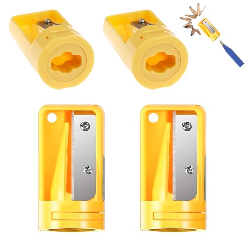 Zimmermann anspitzer 4 Pack, Handheld Einloch Spitzer für Flache Zimmermann Stifte und auch als Bleistiftspitzer Gelb für Künstler und Handwerker geeignet Zimmermann anspitzer 4 Pack, Handheld Einloch Spitzer für Flache Zimmermann Stifte und auch als Bleistiftspitzer Gelb für Künstler und Handwerker geeignet von MYHUNJA