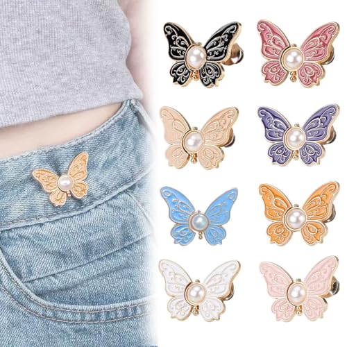 2er-Pack abnehmbare Schmetterlingsclips, abnehmbare Schmetterlingsclips, wiederverwendbarer Hosenbundspanner for weite Jeans, Jacken, Mäntel(8pcs-a) von MYIHUIHUI