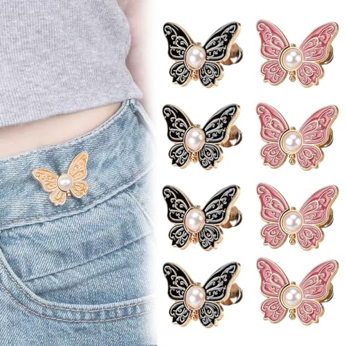 2er-Pack abnehmbare Schmetterlingsclips, abnehmbare Schmetterlingsclips, wiederverwendbarer Hosenbundspanner for weite Jeans, Jacken, Mäntel(8pcs-b) von MYIHUIHUI