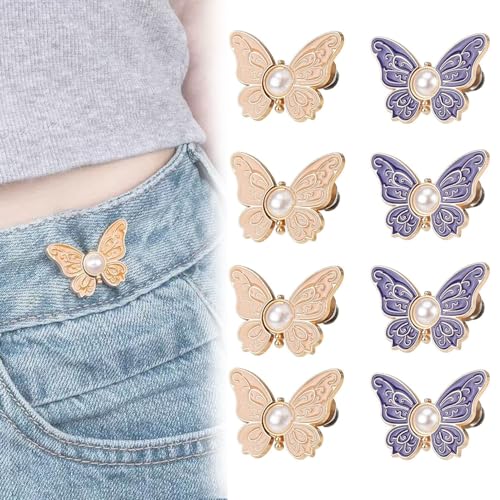 2er-Pack abnehmbare Schmetterlingsclips, abnehmbare Schmetterlingsclips, wiederverwendbarer Hosenbundspanner for weite Jeans, Jacken, Mäntel(8pcs-c) von MYIHUIHUI
