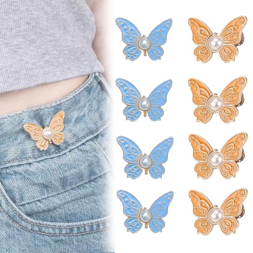 2er-Pack abnehmbare Schmetterlingsclips, abnehmbare Schmetterlingsclips, wiederverwendbarer Hosenbundspanner for weite Jeans, Jacken, Mäntel(8pcs-d) von MYIHUIHUI