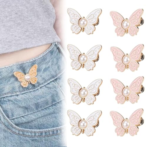 2er-Pack abnehmbare Schmetterlingsclips, abnehmbare Schmetterlingsclips, wiederverwendbarer Hosenbundspanner for weite Jeans, Jacken, Mäntel(8pcs-e) von MYIHUIHUI