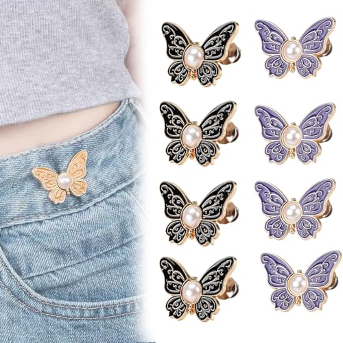 2er-Pack abnehmbare Schmetterlingsclips, abnehmbare Schmetterlingsclips, wiederverwendbarer Hosenbundspanner for weite Jeans, Jacken, Mäntel(8pcs-f) von MYIHUIHUI