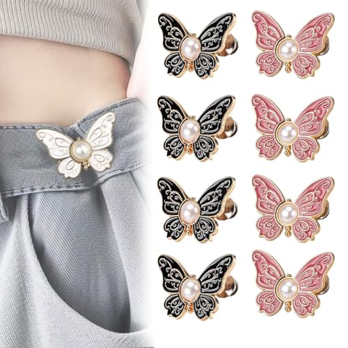 Abnehmbare Schmetterlingsclips, wiederverwendbarer Hosenbundspanner for weite Jeans, Jacken, Mäntel, Hemden, Overalls, Hosenbundspanner(8pcs-a) von MYIHUIHUI