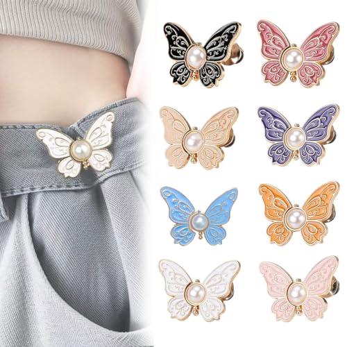 Abnehmbare Schmetterlingsclips Schnalle Wiederverwendbarer Hosenbundspanner For Lose Jeans Jacken Mäntel Hemden Overalls(8pcs-b) von MYIHUIHUI