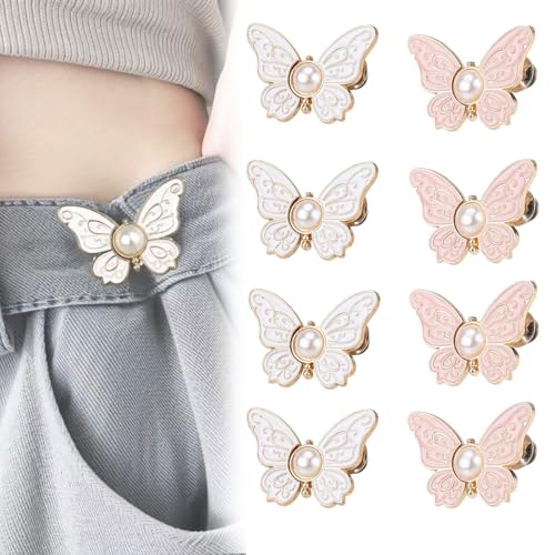 Abnehmbare Schmetterlingsclips Schnalle Wiederverwendbarer Hosenbundspanner For Lose Jeans Jacken Mäntel Hemden Overalls(8pcs-e) von MYIHUIHUI