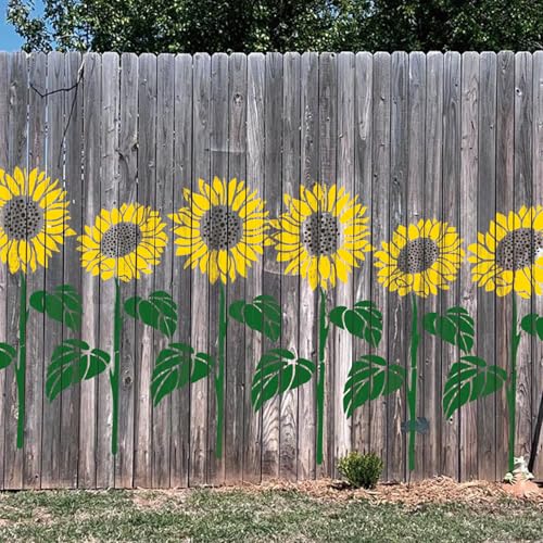 Große Schablonen zum Malen auf Holzzaun, riesige Wandschablonen, wiederverwendbare Vorlagen für Garten, Zaun, Fenster, Wand, Möbel, Wandbild (Sonnenblume) von MYJMN