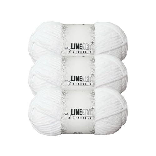 MyLineART Amigurumi Weiches Samtgarn, Chenille, Häkelgarn für Babydecke, Garn zum Stricken, 3 x 100 g, 3 x 120 m MyLineART Amigurumi Weiches Samtgarn, Chenille, Häkelgarn für Babydecke, Garn zum Stricken, 3 x 100 g, 3 x 120 m von MYLINEART