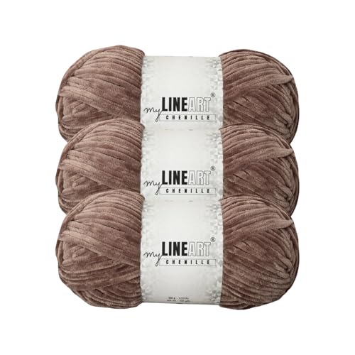 MyLineART Amigurumi Weiches Samtgarn, Chenille, Häkelgarn für Babydecke, Garn zum Stricken, 3 x 100 g, 3 x 120 m MyLineART Amigurumi Weiches Samtgarn, Chenille, Häkelgarn für Babydecke, Garn zum Stricken, 3 x 100 g, 3 x 120 m von MYLINEART