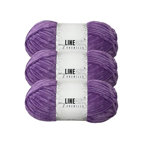 MyLineART Amigurumi Weiches Samtgarn, Chenille, Häkelgarn für Babydecke, Garn zum Stricken, 3 x 100 g, 3 x 120 m MyLineART Amigurumi Weiches Samtgarn, Chenille, Häkelgarn für Babydecke, Garn zum Stricken, 3 x 100 g, 3 x 120 m von MYLINEART