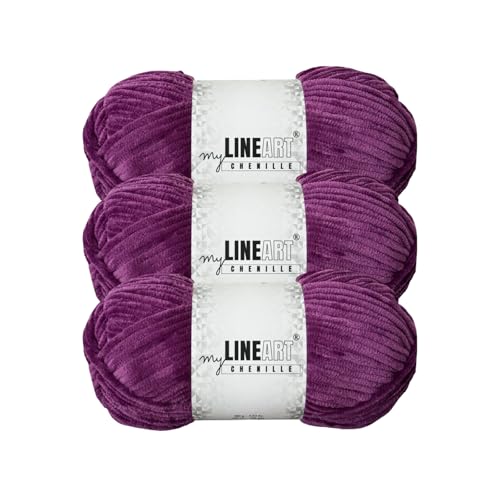 MyLineART Amigurumi Weiches Samtgarn, Chenille, Häkelgarn für Babydecke, Garn zum Stricken, 3 x 100 g, 3 x 120 m MyLineART Amigurumi Weiches Samtgarn, Chenille, Häkelgarn für Babydecke, Garn zum Stricken, 3 x 100 g, 3 x 120 m von MYLINEART