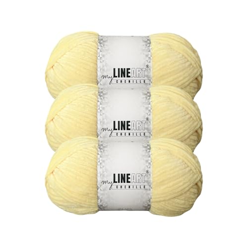 MyLineART Amigurumi Weiches Samtgarn, Chenille, Häkelgarn für Babydecke, Garn zum Stricken, 3 x 100 g, 3 x 120 m MyLineART Amigurumi Weiches Samtgarn, Chenille, Häkelgarn für Babydecke, Garn zum Stricken, 3 x 100 g, 3 x 120 m von MYLINEART