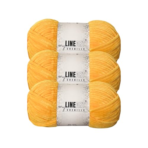 MyLineART Amigurumi Weiches Samtgarn, Chenille, Häkelgarn für Babydecke, Garn zum Stricken, 3 x 100 g, 3 x 120 m MyLineART Amigurumi Weiches Samtgarn, Chenille, Häkelgarn für Babydecke, Garn zum Stricken, 3 x 100 g, 3 x 120 m von MYLINEART