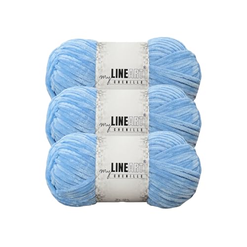 MyLineART Amigurumi Weiches Samtgarn, Chenille, Häkelgarn für Babydecke, Garn zum Stricken, 3 x 100 g, 3 x 120 m MyLineART Amigurumi Weiches Samtgarn, Chenille, Häkelgarn für Babydecke, Garn zum Stricken, 3 x 100 g, 3 x 120 m von MYLINEART
