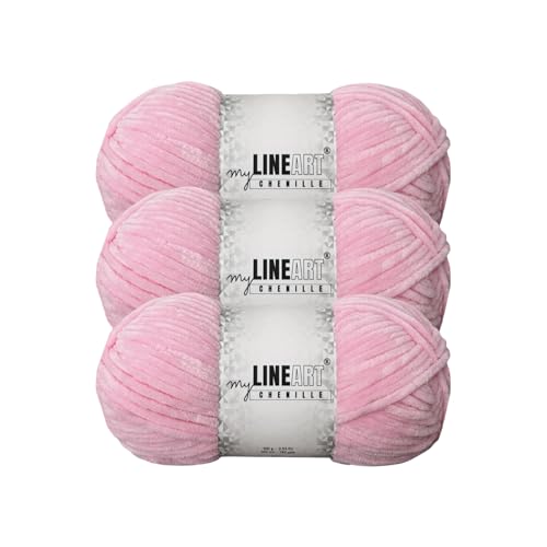 MyLineART Amigurumi Weiches Samtgarn, Chenille, Häkelgarn für Babydecke, Garn zum Stricken, 3 x 100 g, 3 x 120 m MyLineART Amigurumi Weiches Samtgarn, Chenille, Häkelgarn für Babydecke, Garn zum Stricken, 3 x 100 g, 3 x 120 m von MYLINEART